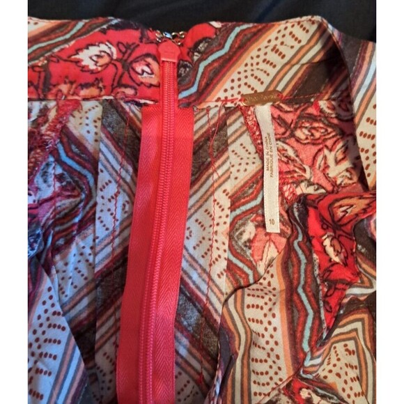 Free People Paradise Printed High-Low Maxi Boho Skirt Pimento Combo Red Size 10 - Picture 10 of 12